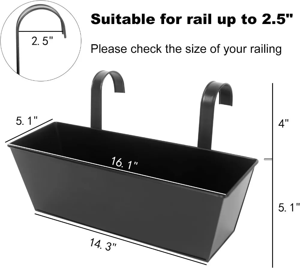 Set of railing-mount planter boxes in multiple colors